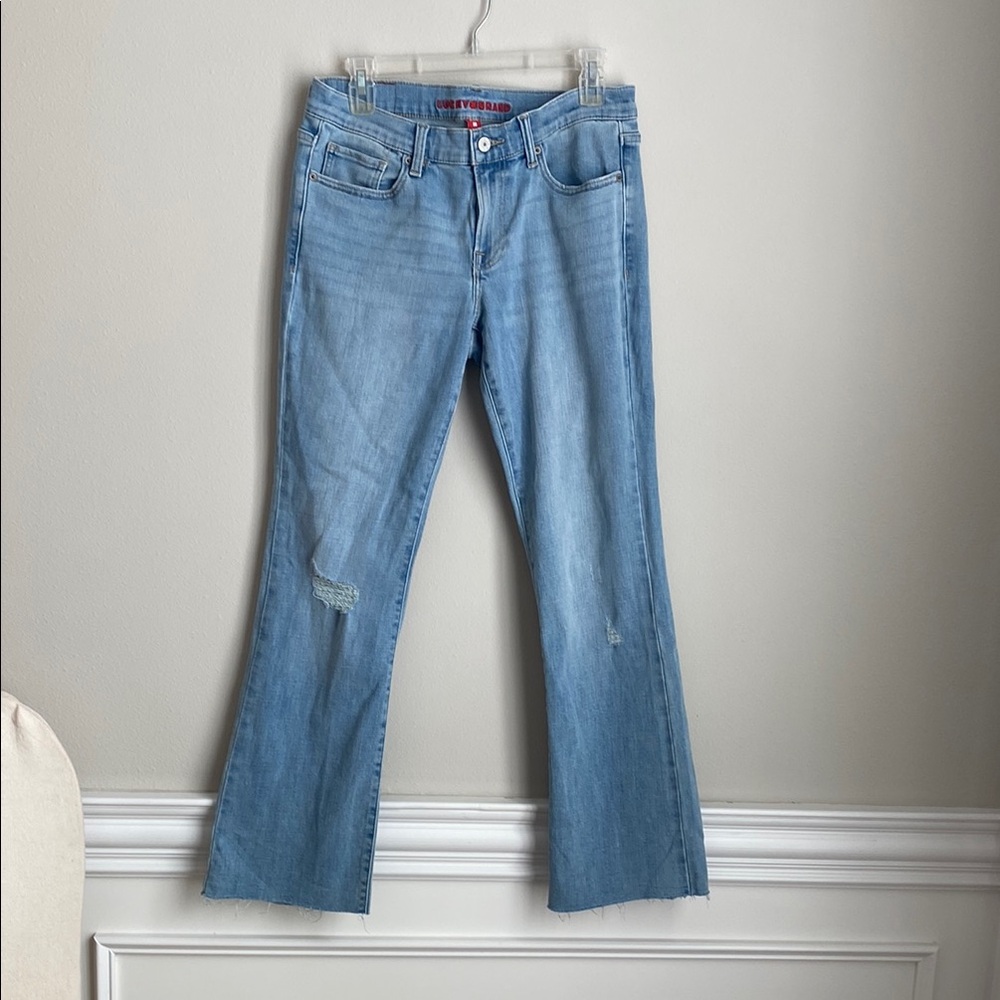 Lucky Brand Blue Boot Cut Jeans with Distressed Details
